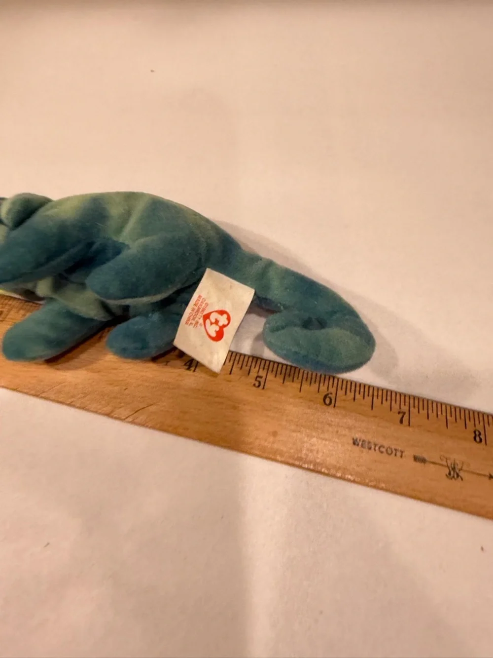 Rare vintage Ty Plush Chameleon Toy - Teal and Green